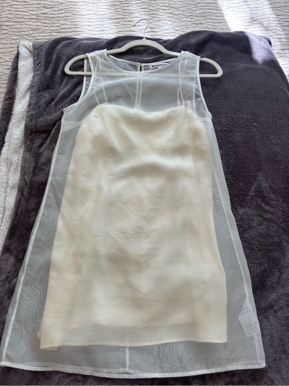 Reformation Vina Mini Dress White Ivory Sheer Layered Bridal Shower Size 0